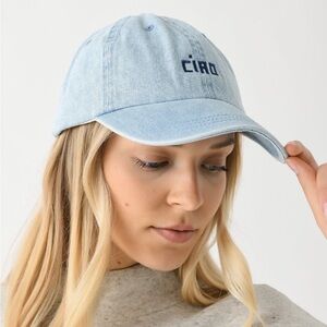 Clare V. Ciao Embroidered Women’s Light Denim Adjustable Baseball Hat Cap